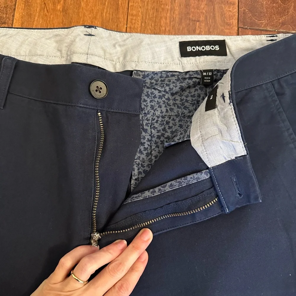 Bonobos Navy Blue Slim Tapered Fit Chinos Pants Sz 38x32 - Picture 4 of 12